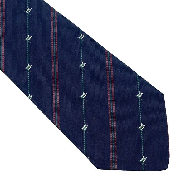Brooks Brothers Makers Vintage Tie Repp Weave RARE Golf Stripe Blue English Silk - Picture 5 of 9